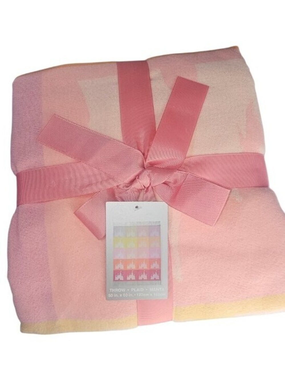 Disney Parks Mickey Mouse Icon Orange And Pink Castle Throw Blanket 50x60 NEW